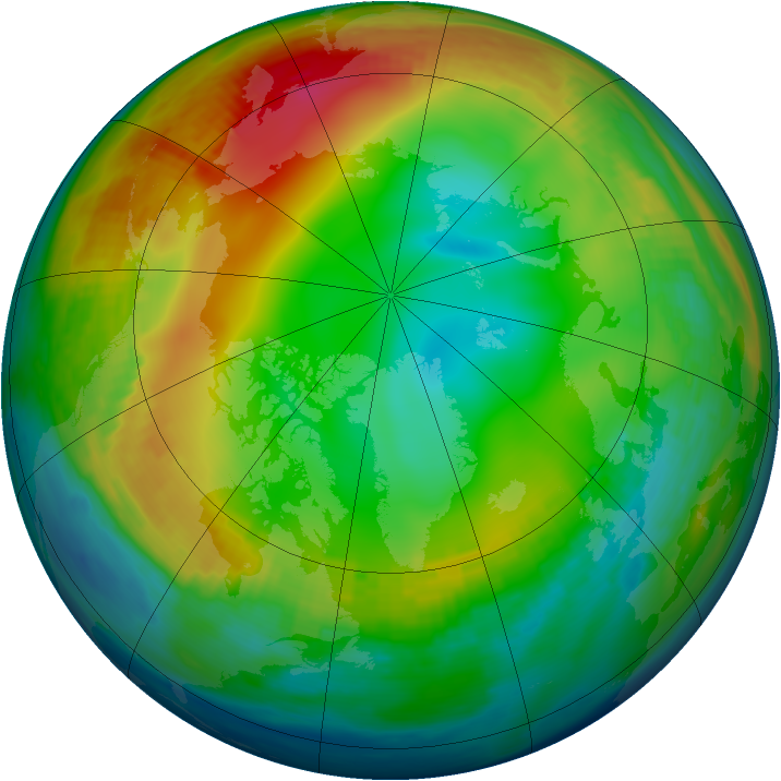 Arctic ozone map for 10 January 1990